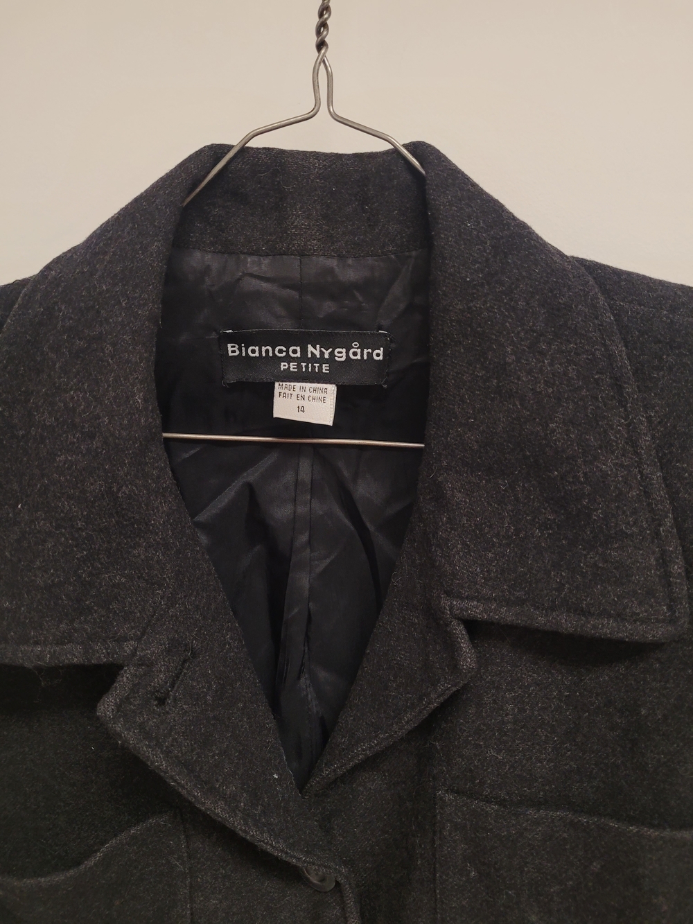 Bianca Nygård Petite Charcoal Gray Wool-Blend Pea Coat